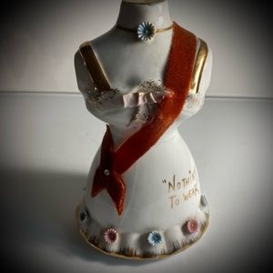 Vintage Porcelain Pin Up Girl Valentines Dance Retro Coin Bank 40s - 50s Vanity
